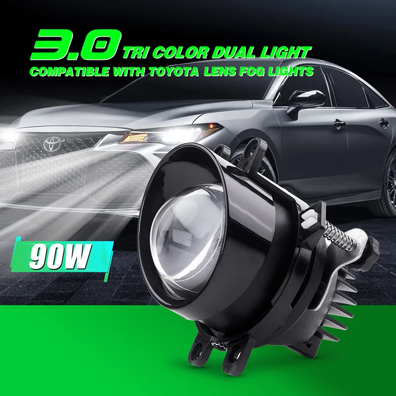 W0624X/Faros antiniebla con lentes de dos colores, tres colores y específicos para Toyota de 3 pulgadas